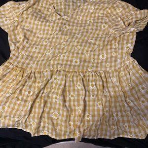 Sunflower yellow peplum gingham top